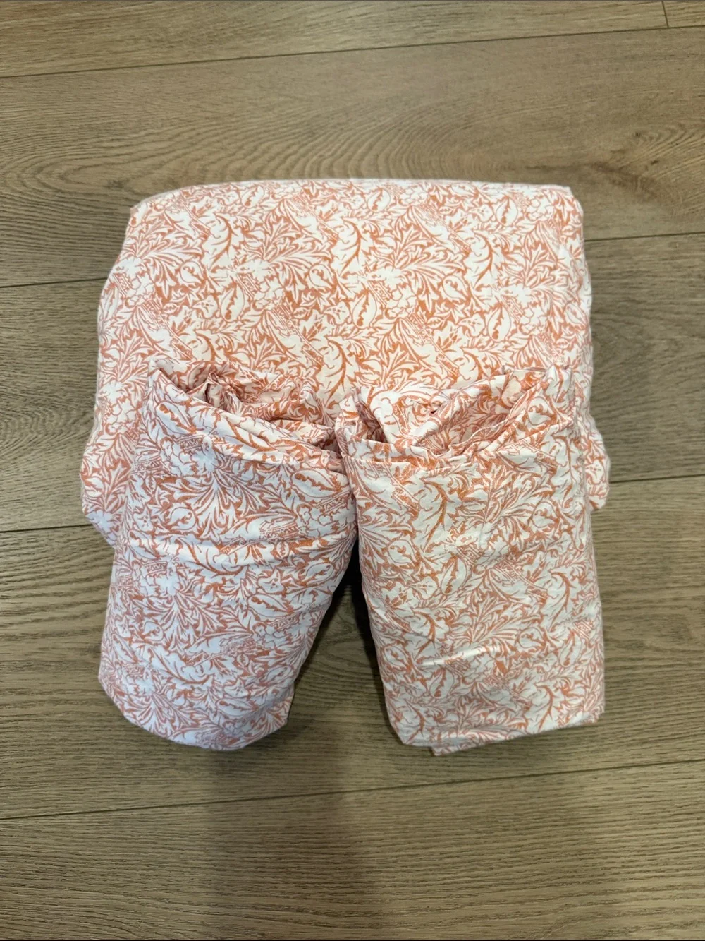 Cottagecore Queen Duvet Cover Set Coral White Floral Button Closure 2 Shams NWOT